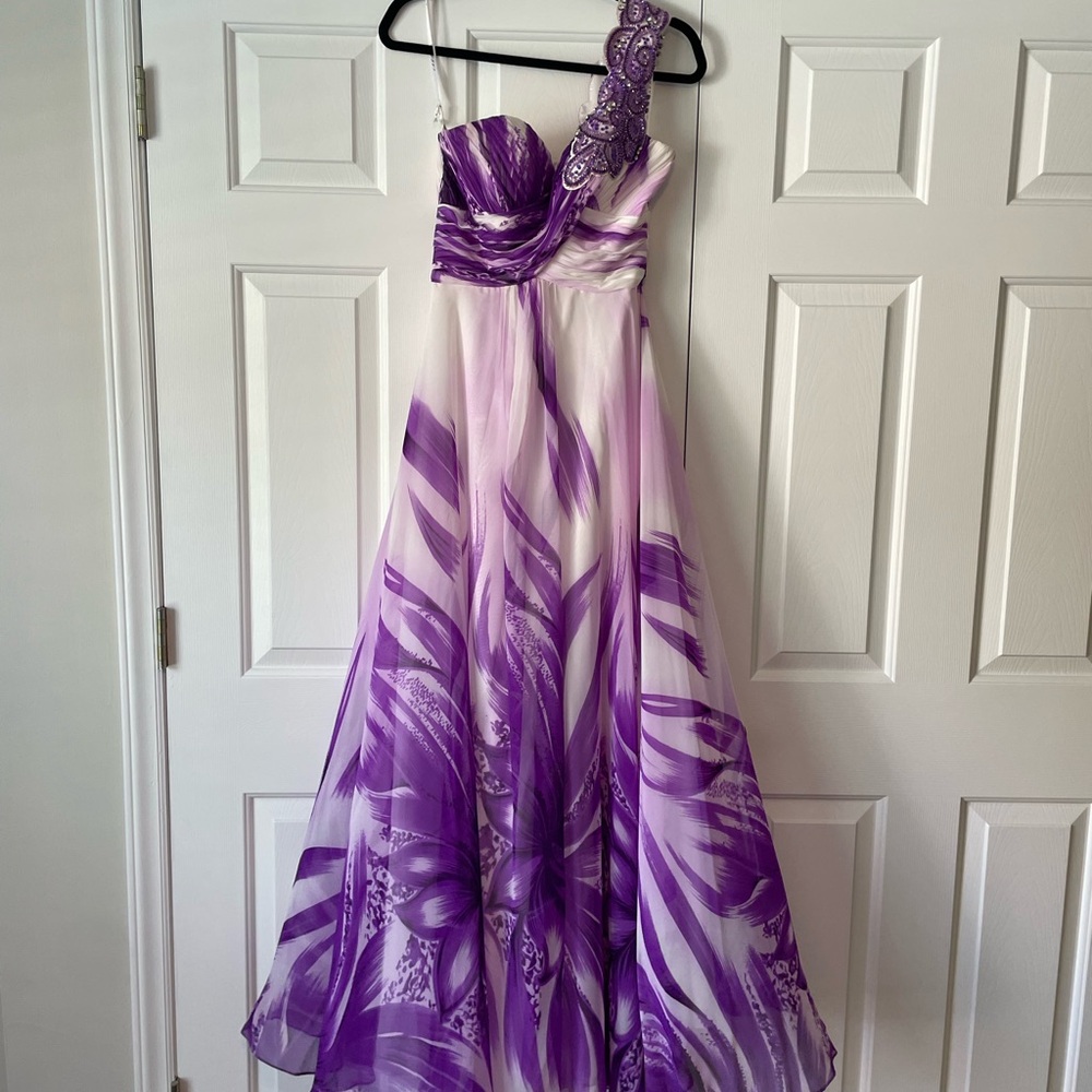 Lavish Purple One-Shoulder Prom Dress
